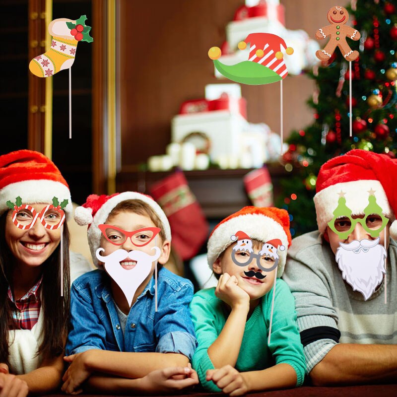 Accessoire de stand Photo joyeux noël, père noël bonhomme de neige, décoration de noël, accessoire à photos pour enfants, masque drôle, fournitures pour fête de nouvel an