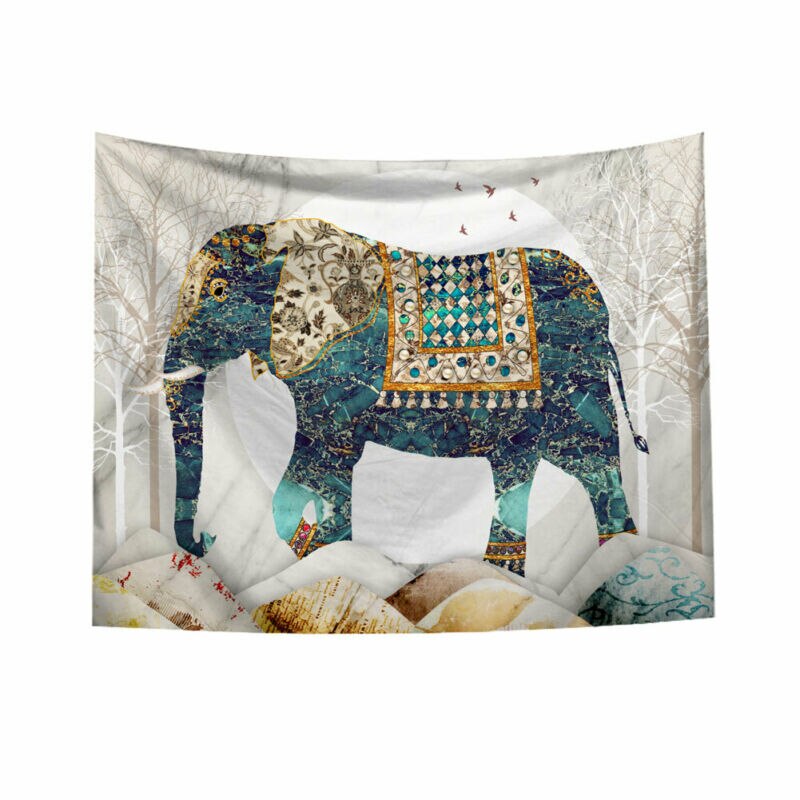 Bohemian Elephant Tapestry Indian Wall Hanging Print Bedspread Throw Home Decor
