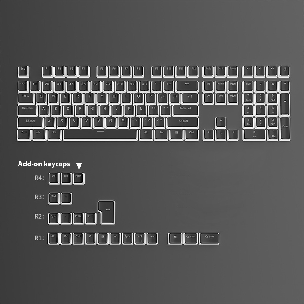 130 Toetsen Pudding Keycaps Voor 61 68 84 87 96 98 100 104 108 Toets Rgb Mechanisch Toetsenbord Pbt Double Shot Mteria Keyboard Keyboard Caps: Black