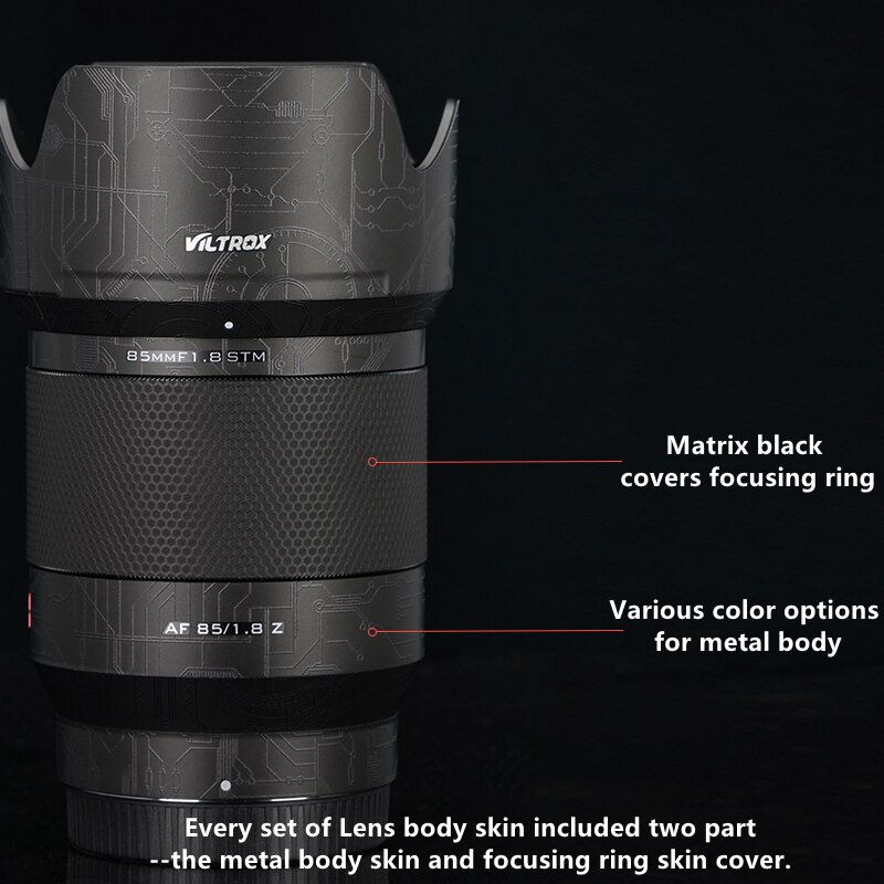 Viltrox AF85F1.8 Z naklejką na obiektyw do Viltrox AF 85mm F1.8 mocowanie obiektywu skórka kalkomania Premium okłady futerały ochronna folia