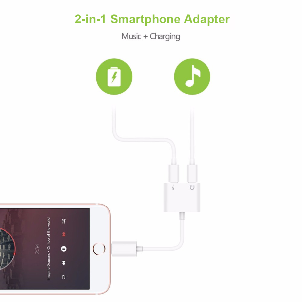 Doppel Jack Adapter Kabel Für Blitz Kopfhörer Audio- Konverter Unterstützung iOS für iphone 7/8/X XS XR 11 ladegerät Musik