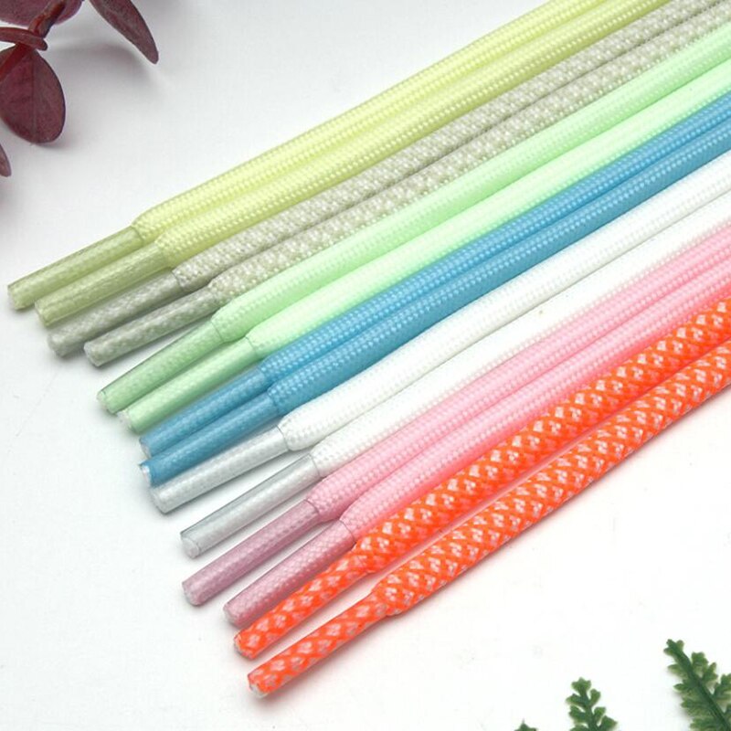 Lacets de sécurité fluorescents unisexe, 1 paire, 120/140cm, ronds et phosphorescents, pour chaussures de Sport, basket-ball en toile