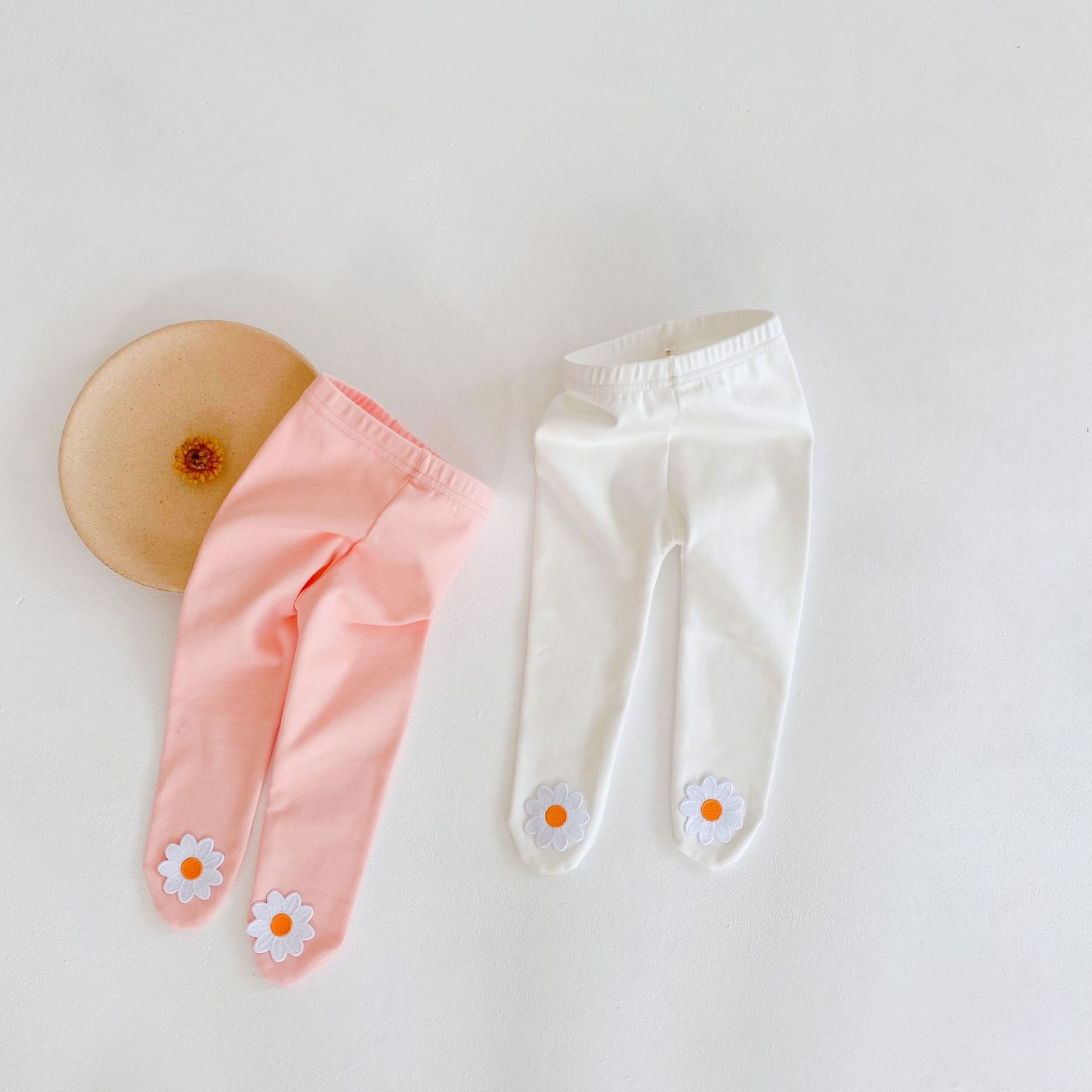 Katoenen Baby Meisje Panty Leuke Daisy Bloem Patch Kids Jongens Panty Kinderen Kousen 0-24M