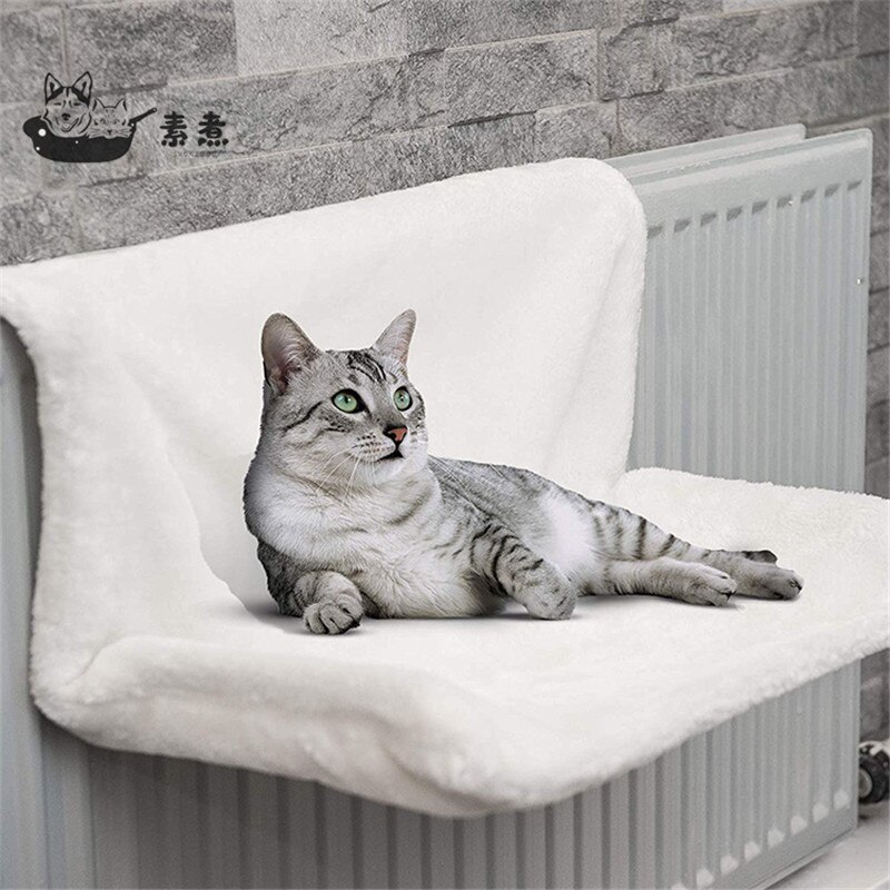 Lit radiateur de luxe pour chat et chat, lit suspendu pour animaux de compagnie, panier en polaire, hamac, cadre en métal et fer