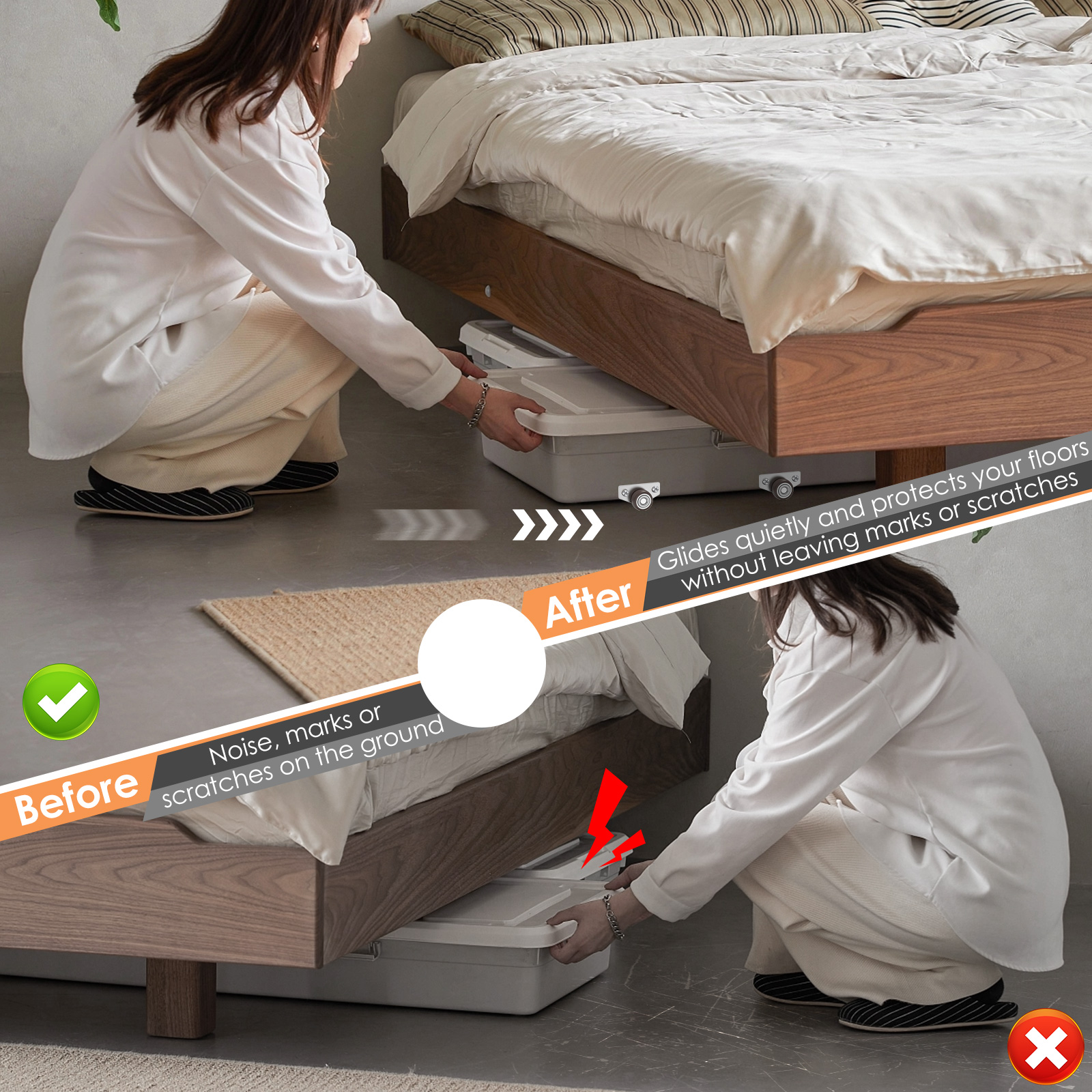 12 pièces roues de meubles roulette en caoutchouc maison protéger sol profil bas roulette serrée sécurisée pour bricolage tiroir de lit 1/1,25 pouces