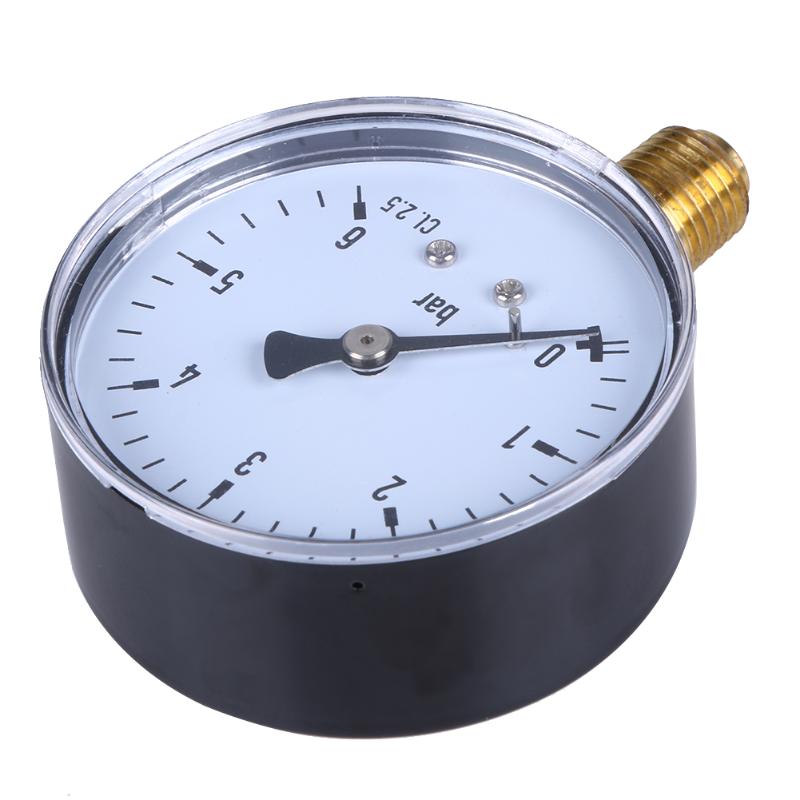 Manometer 6 bar kompressor trykluft trykmåler til luft vand olie gas måling 1/4 tommer