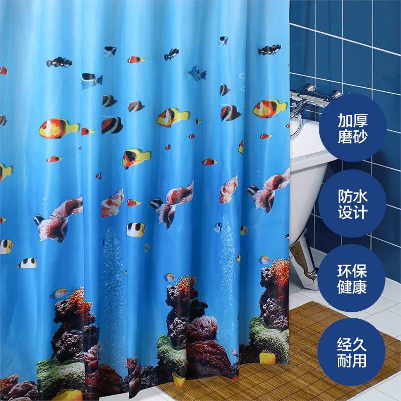 Bathroom Curtain Shower Curtain Door Marine World Environmental Protection Mildewproof Waterproof Bathtub Shower Curtain: 120 200CMhigh