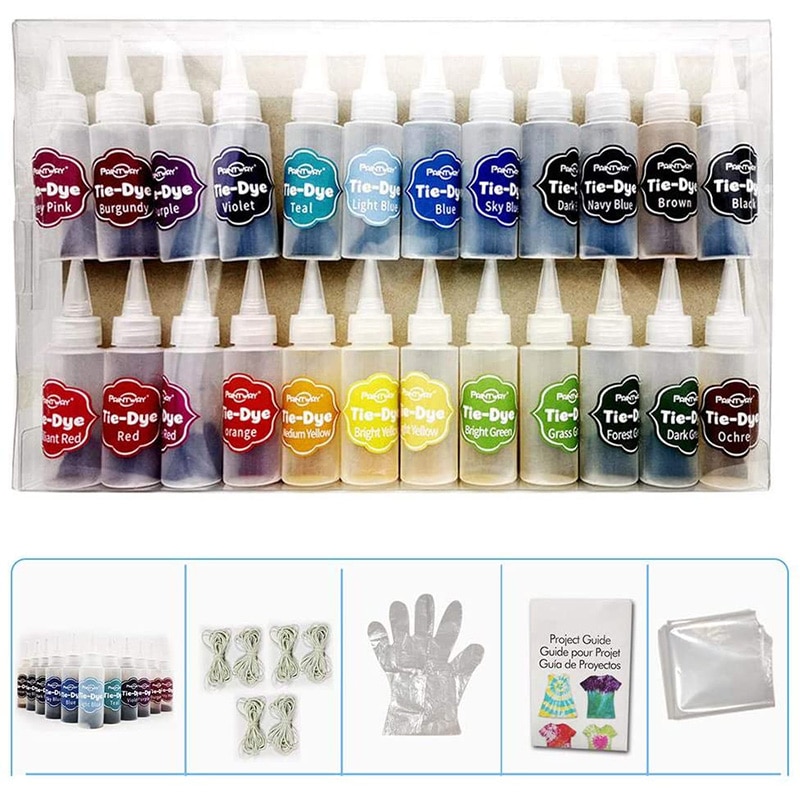 24 stk tie-dye kit stof tekstil maling levende stof tekstil et-trins tie dye kunst sæt, tøj farvestof, tie dye pigment kit