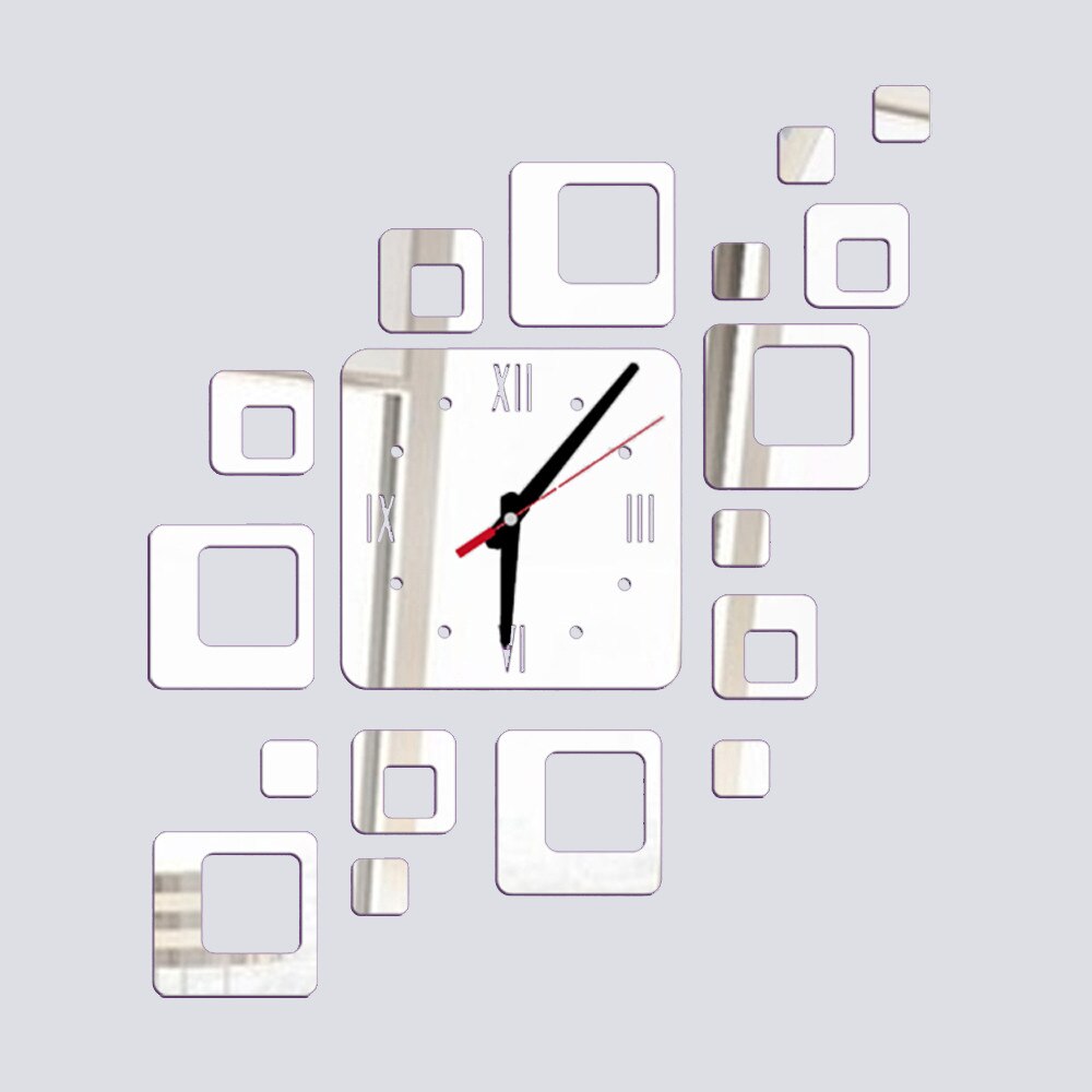Horloge murale dorée miroir carré, moderne, autocollant mural de montre, meilleur prix, meilleure