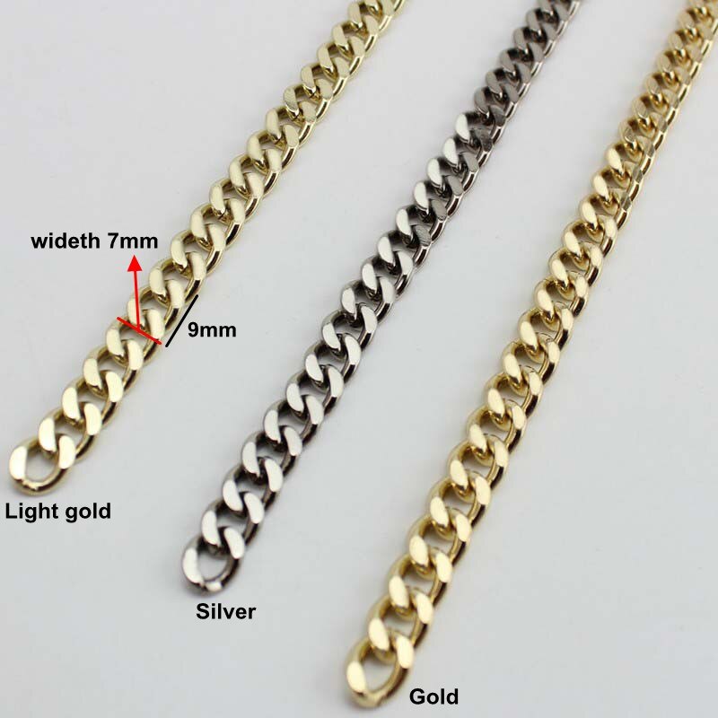 5 METER 10 M Hoge Ending Goud kleur 7mm breedte kettingen metalen band met haak voor vrouwen tas handtas keten verwijderbare lange strap chain