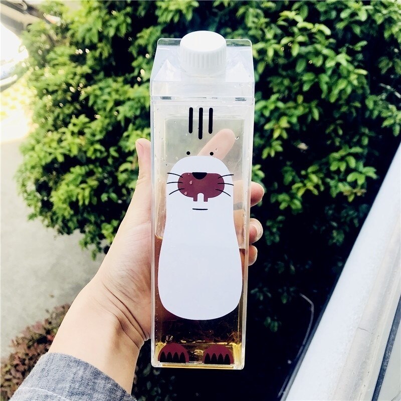 Cute Cartoon Outdoor Camping Plastic Bottle Animal Cow Cat Water Drinking Bottles Home Kids Breakfast Milk Kettle