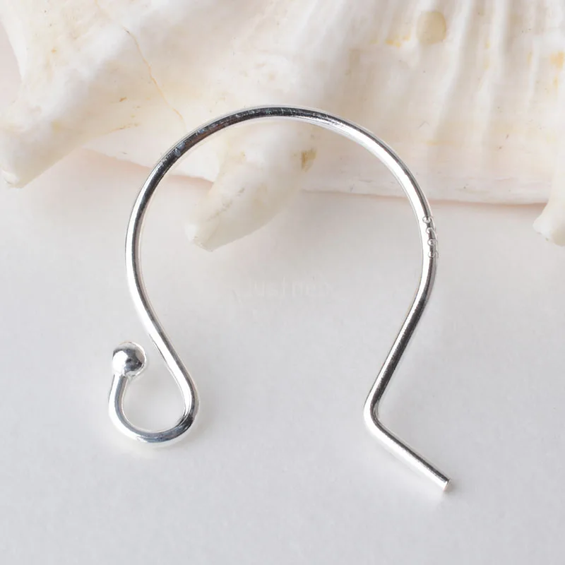 Gancho para la oreja de Plata de Ley 925 sólida, ganchos de alambre para pendientes con bola, accesorios para pendientes, componentes