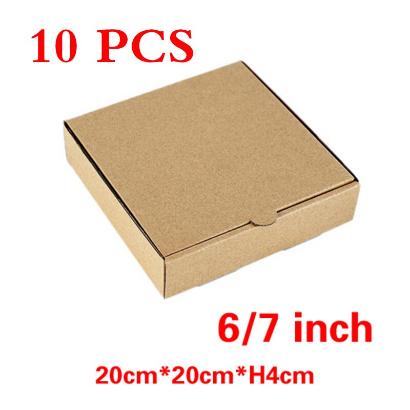 1PCS/10PCS Disposable pizza box 4-14inch pizza Carton Pizza paper box Packing Box Takeaway Kraft Square Packaging Boxes Food box: 20cm x 20cm  10 PCS