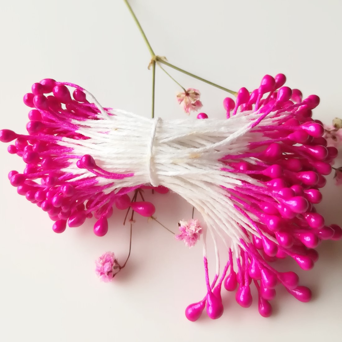 Estambres de flores artificiales para decoración de tartas, adornos de perlas de doble cabeza, varios colores, 3mm de longitud, 65mm, 500 piezas