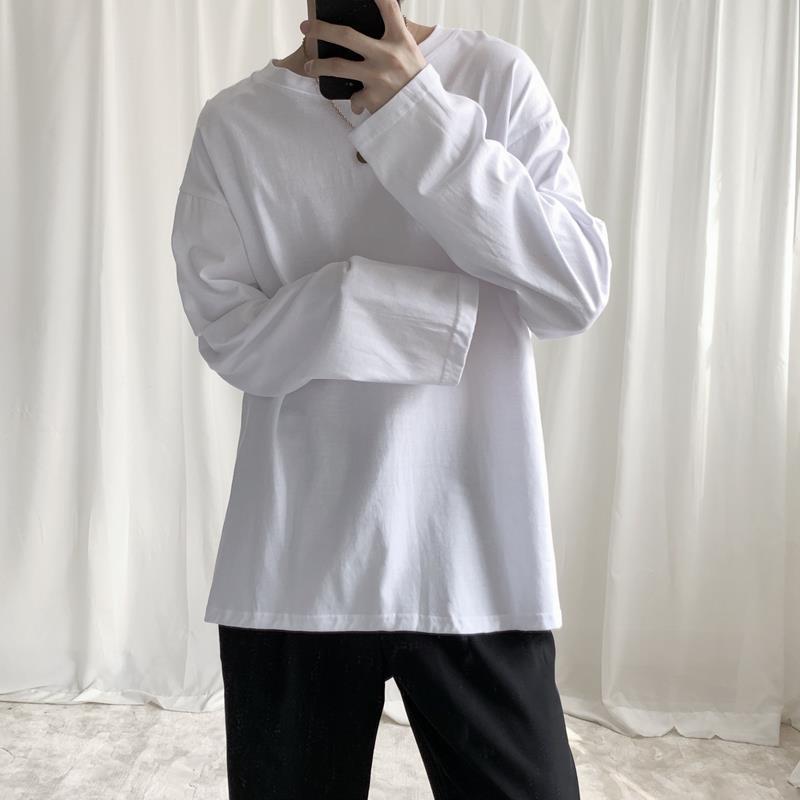 Mænds t-shirts solid oversize løs fritid koreansk stil ins grundlæggende unisex par enkle all-match tshirt chic streetwear: Hvid / Xxl