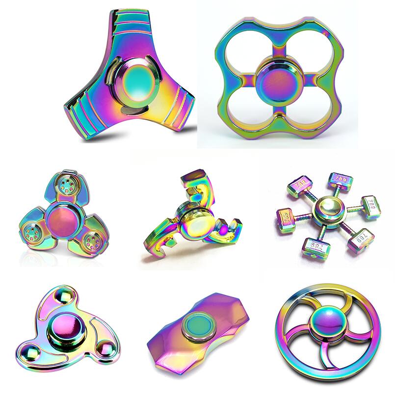 Rainbow Colorful Multicolor Star Dragon Eyes Crab Cat Footprint CKF Fidget Metal Spinner Anti Stress Christmas Birthday