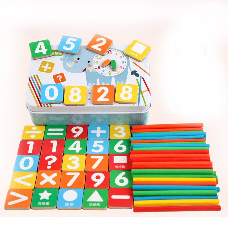 Rekenkundige Stick Wiskunde Leren Stok Educatief Kids Puzzels Speelgoed Met Metalen Doos