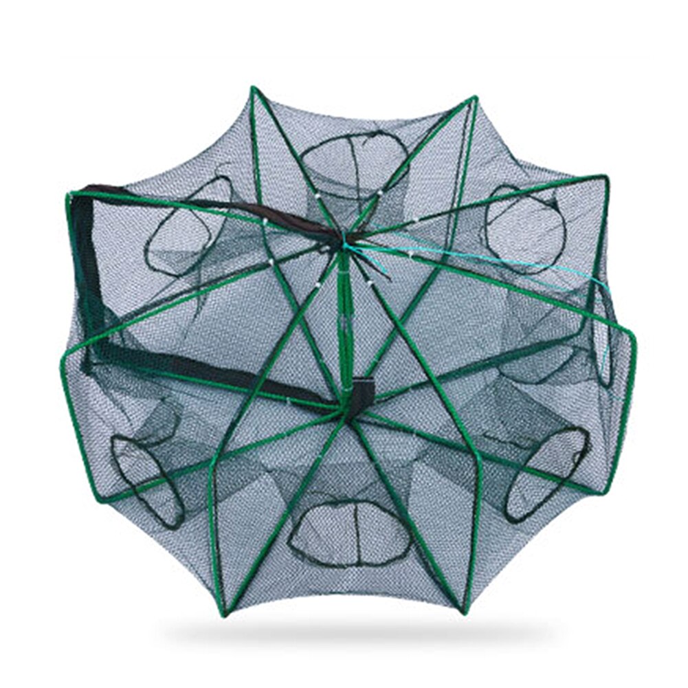 Filet de pêche automatique pliable piège à poisson receveur réseau crabe 6-8 côté 6-16 trou pour la pêche en plein air accessoires portables: E