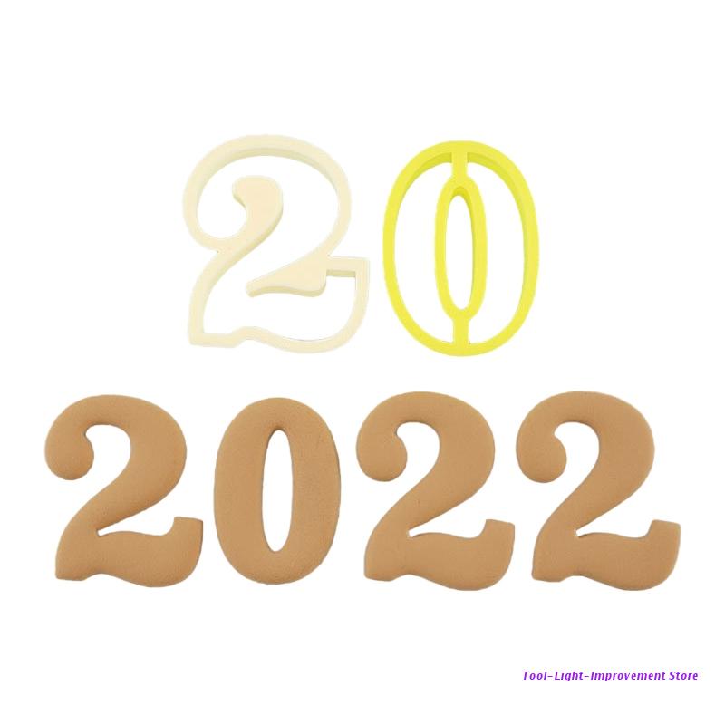C63E-Juego de cortadores de galletas 3D, 2022, forma de tigre del zodiaco, molde para hornear, para el hogar: Numbers 2 and 0