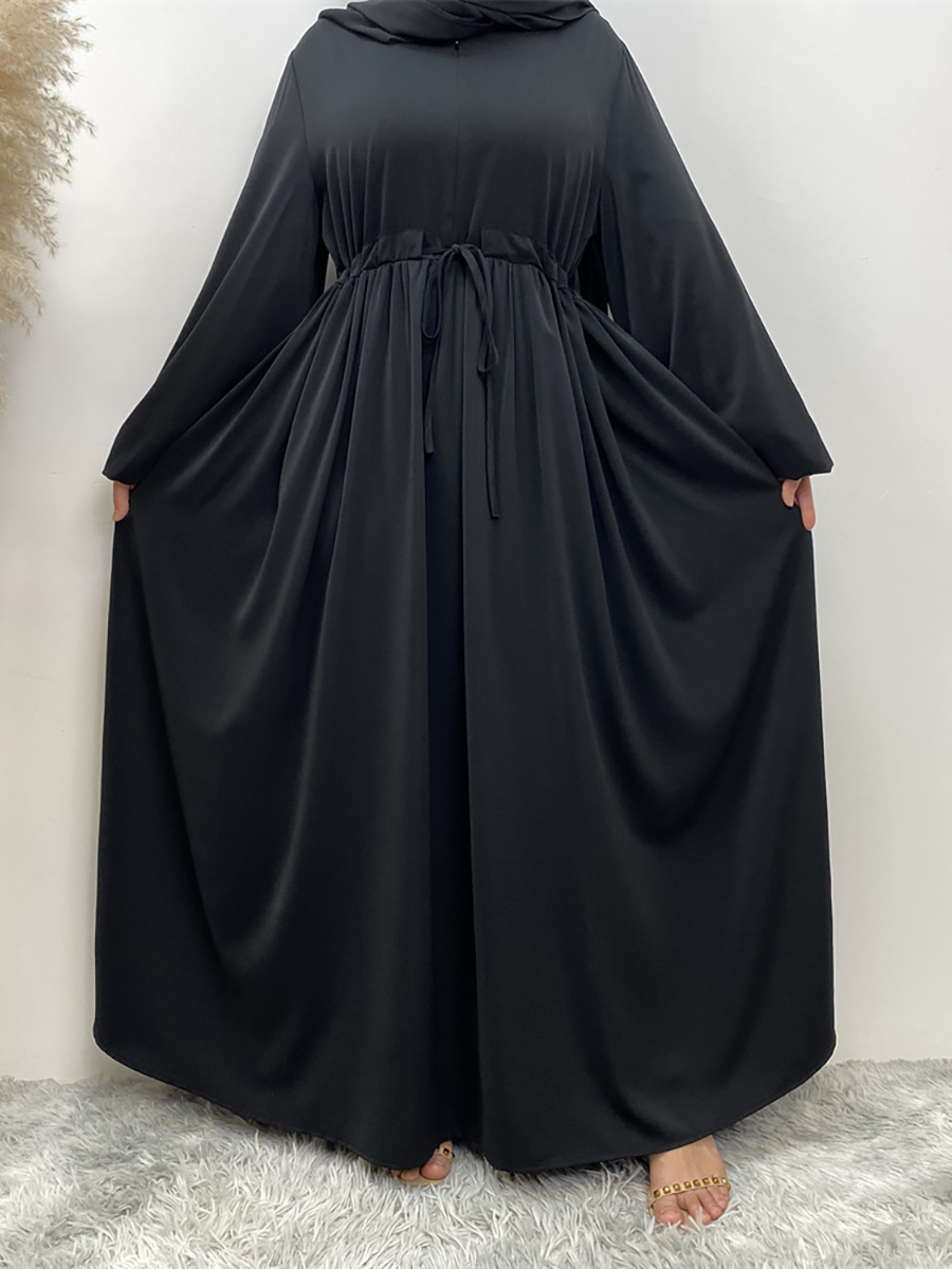 Ramadan Abayas For Women Front Zipper Muslim Hijab Dress Turkey Kaftan Islamic Dresses Hidden Belt Modest Robe Dubai Kimono: L / black