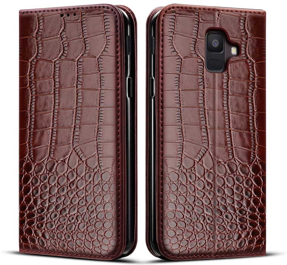 Case Voor Samsung A6 Cover Een 6 A600F Flip Leahter Telefoon Geval Voor Samsung Galaxy A6 Plus A605 a605F Case Capa: For Samsung A6 2018 / Style 1 Brown