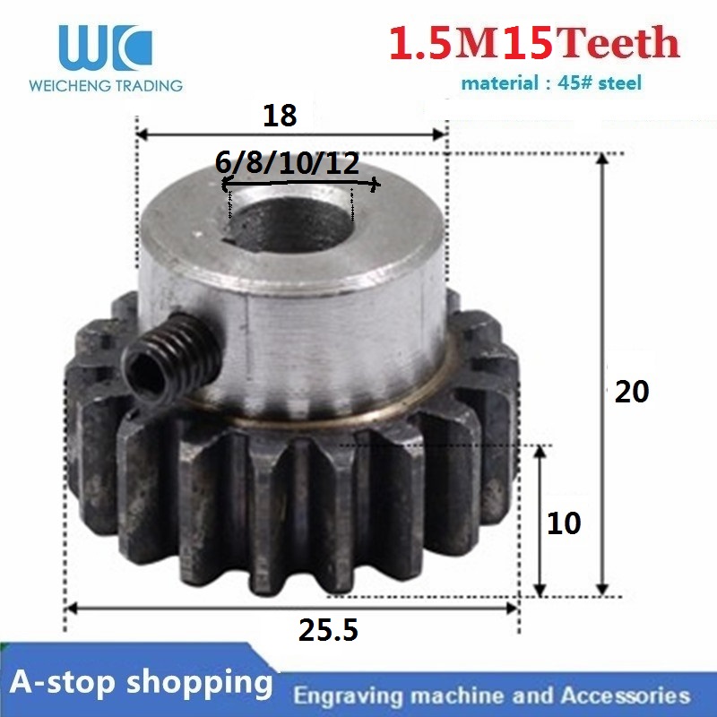 1 stk tandhjulsdrev 1.5m mod 1.5 15 tænder 1.5 m 15t indvendig diameter 6/8/10/12mm større gear cnc gearstang transmission rc