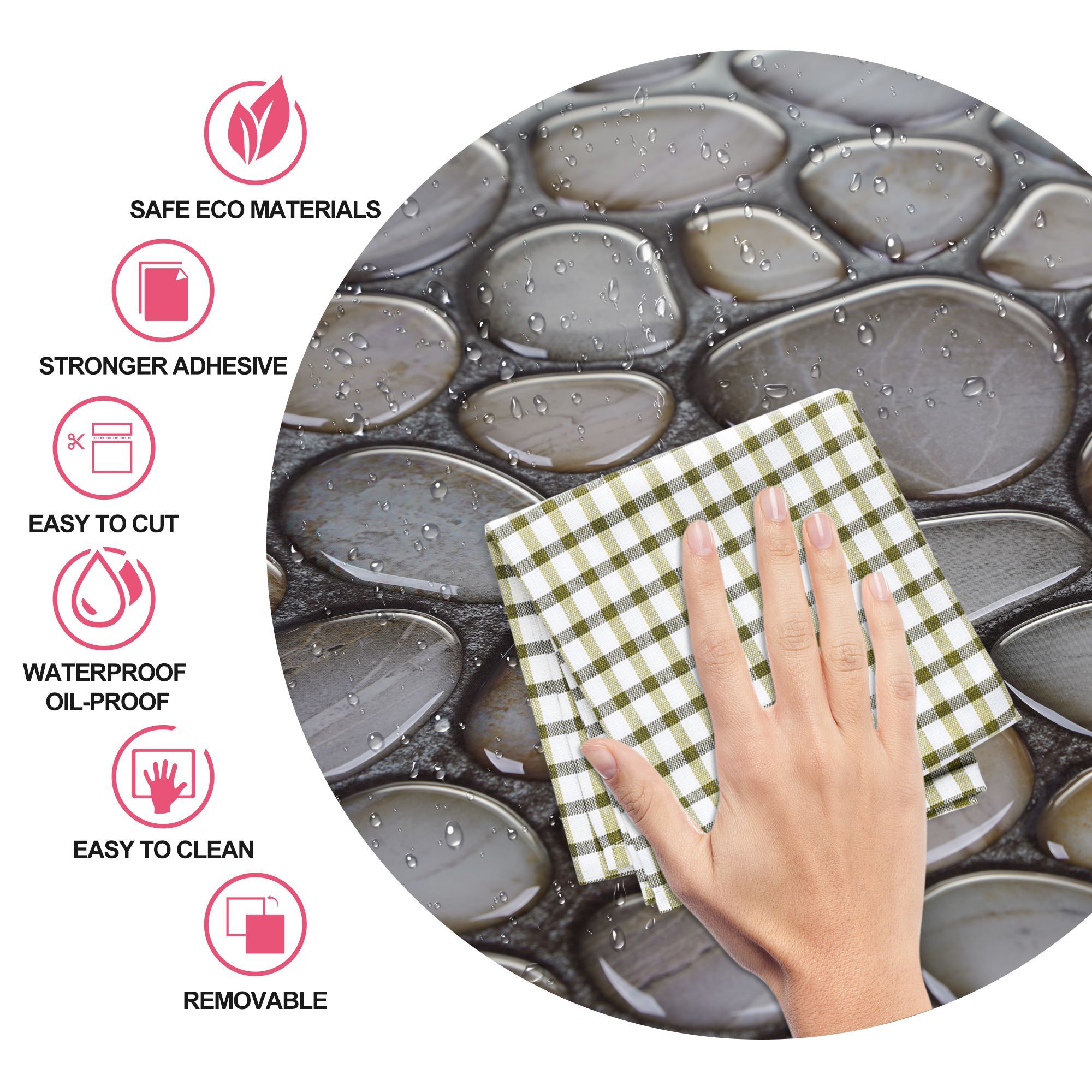 MORCART Tile stickers peel and stick tile Kitchen adhesive tiles Wall stickers 3d Wallpaper for Kitchen Bathroom Room 1PCS