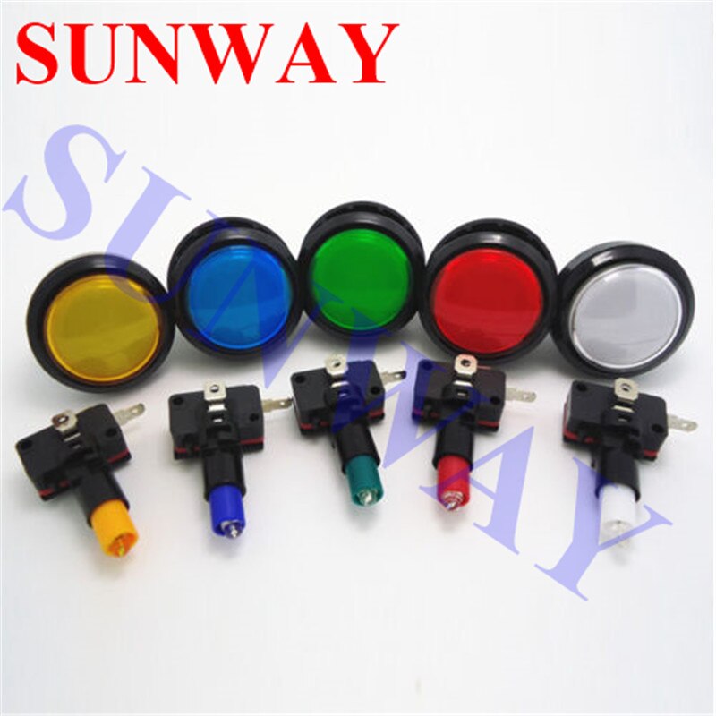 5 pcs/lot 45mm Round Illuminated LED push button with micro switch 12V Arcade Video Game Round illuminated Push Button Switch