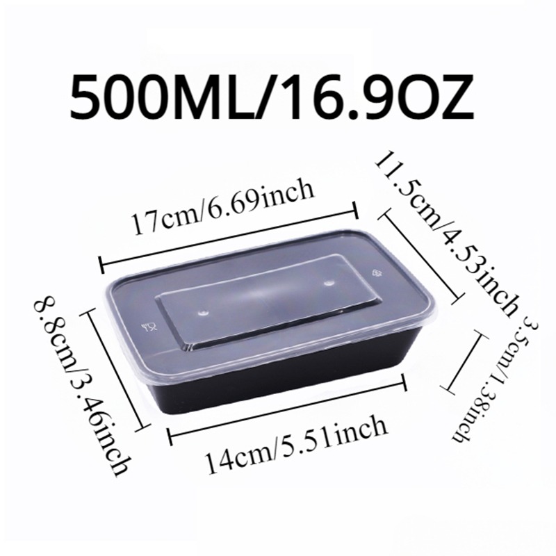 Caja de comida negra para ensalada de frutas, caja de comida para cocina, preparación de comida para llevar, almacenamiento de nevera Bento, contenedores de alimentos a prueba de fugas, 10/20 piezas: Marrón / 10 unids