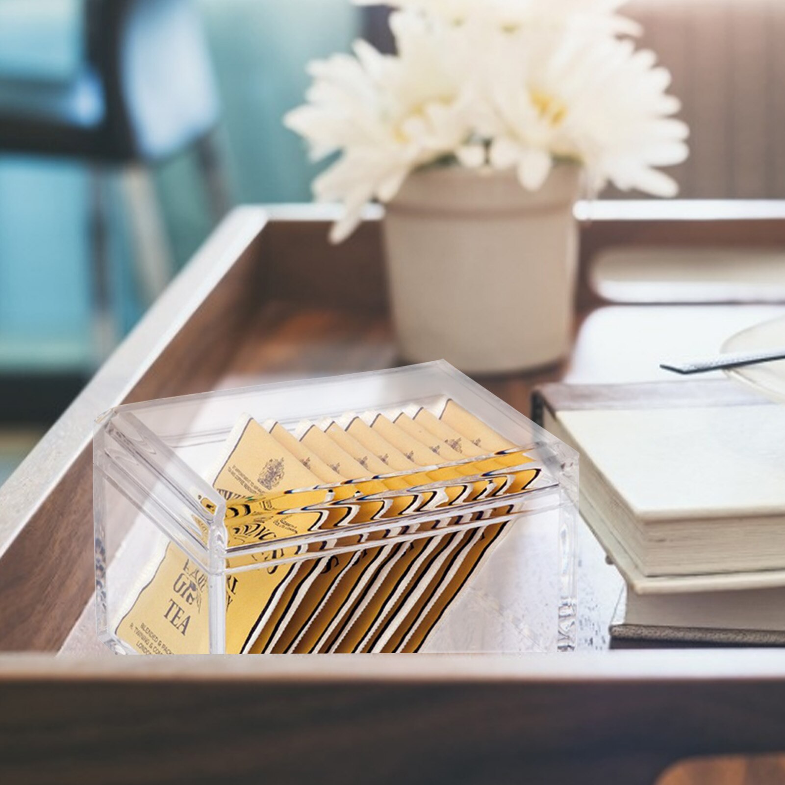 Acrylic Tea Bags Holder Coffee Sugar Storage Boxes For Home