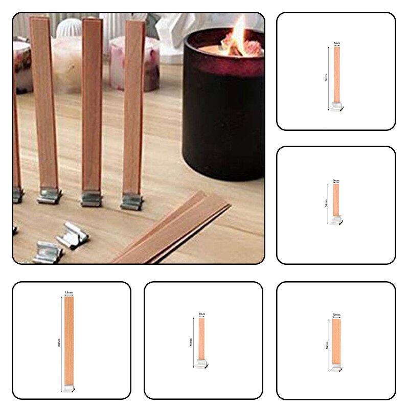 10PC Wooden Candles Wick With Sustainer Tab Candle Wick For DIY Candle Making Supplies Handmade Soy Parffin Wax Wick 6-13cm