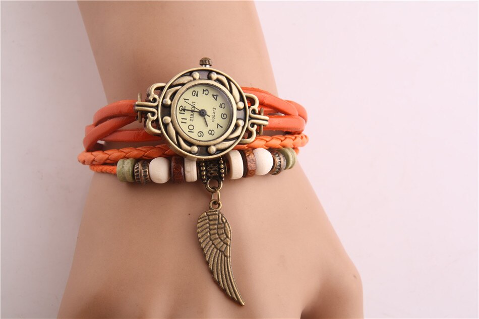 Lakes stall night market horloge zuid-korea trend modern en trendy / dames casual retro horloge handgeweven armband dameshorloge: Oranje