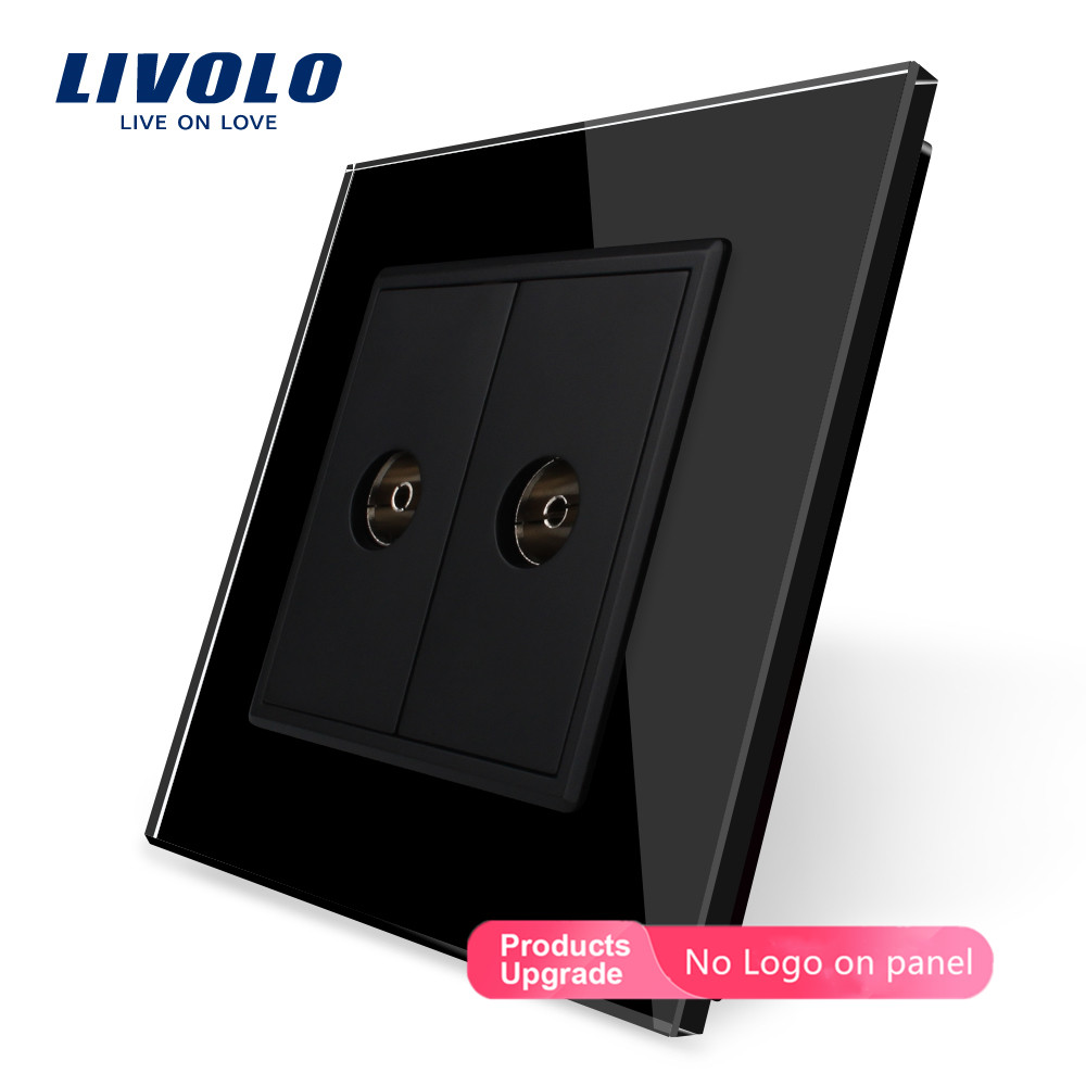 Livolo /Detailhandel, Crystal Glass Panel, 2 Gangs Tv Socket/Outlet VL-C792V-11/12/13/15, Zonder Plug Adapter, Geen Logo