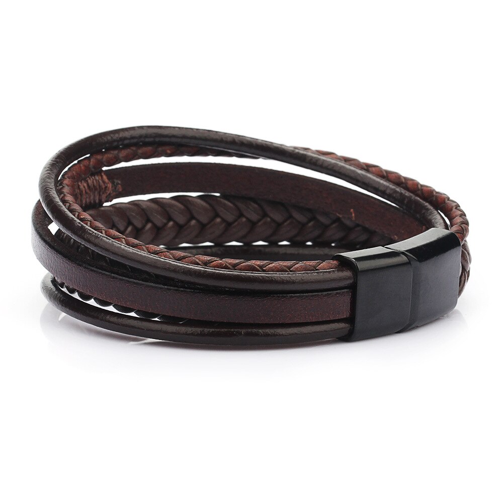 Bracciali da uomo In pelle intrecciata bracciale Heren In colore marrone nero con bracciale magnetico elegante per uomo braccialetto con ciondolo regalo