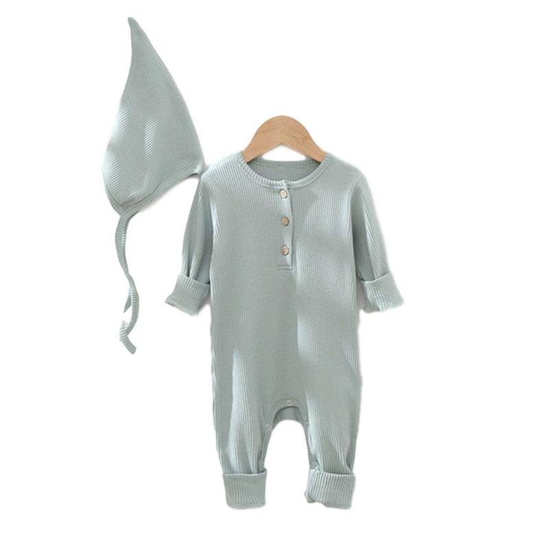 Effen Kleur Een Stuk Romper Voor Zuigelingen En Kinderen Thuis Herfst In En Voor Kinderen Pyjama Kleding Scheet q8Z0: Light green / 9-12M