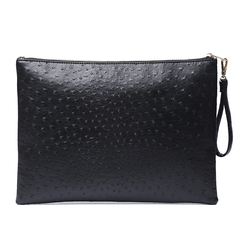 Snake Ostrich Crocodile Pattern Bag Female Bag Large Capacity PU Leather Envelopes Bag Envelope Bag: Ostrich black