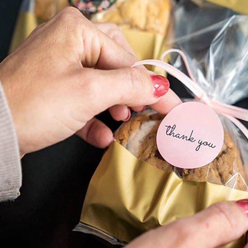 500 st tack rosa klistermärken för företagspresenter födelsedagsfest förmåner etiketter postförnödenheter baketikett