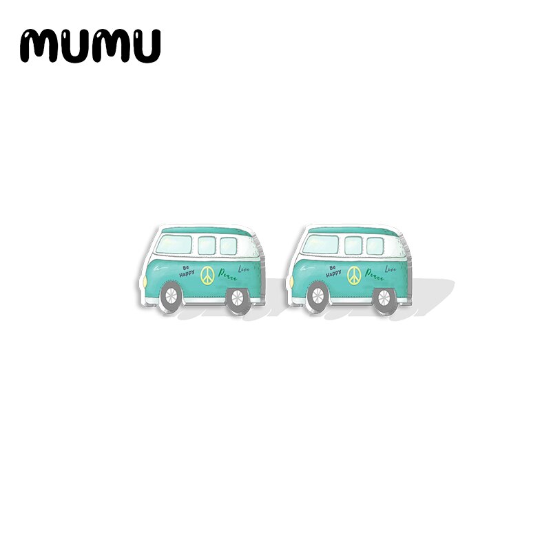 neue Ebene Hippie Auto Acryl Zucht Ohrring Lustige Handgemachte Ohrringe Harz Epoxid Schmuck Fans: 2
