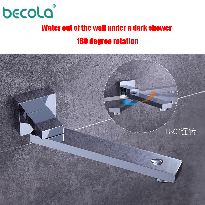 Solid Brass Wall Outlet Wall Mounted Shower Spout Bath Tub Shower Mixer Faucet Spout Filler 180 degree Folding