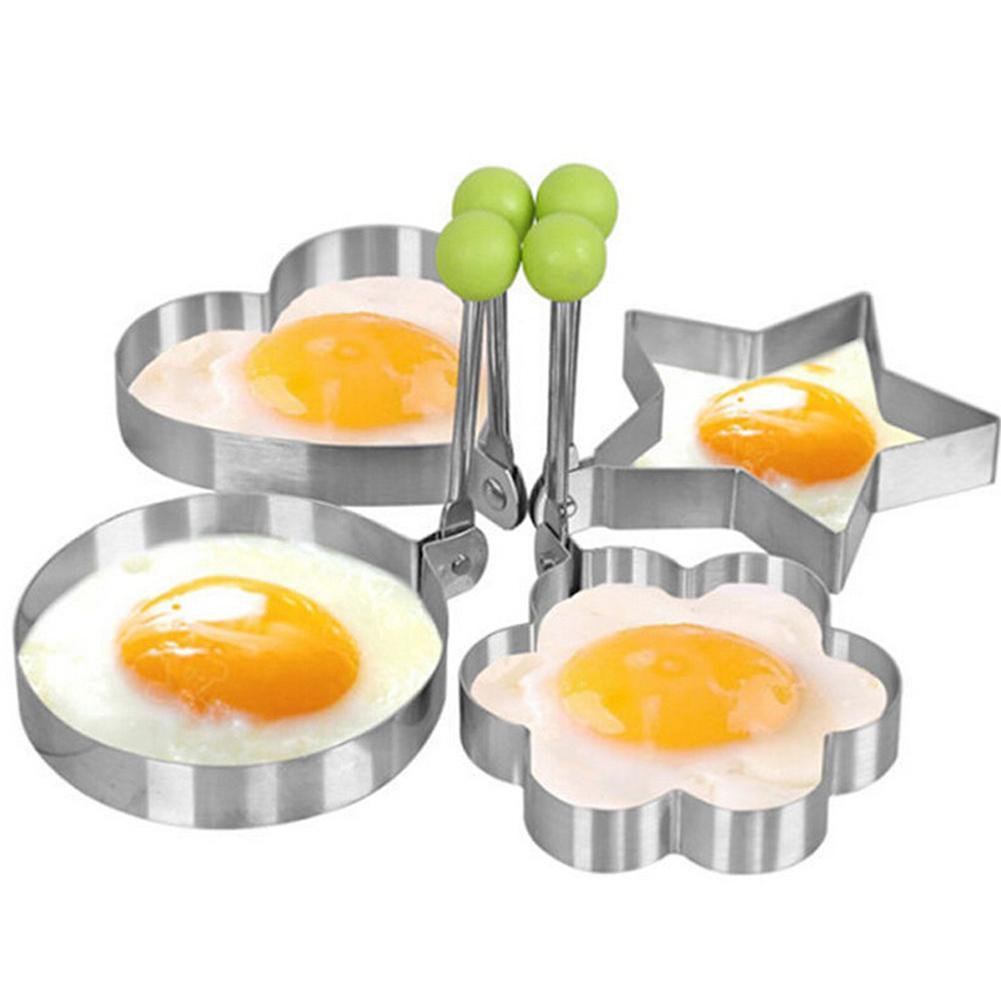 Molde para huevos fritos DIY de 4 estilos, acero inoxidable, forma bonita, anillos de cocina para cocinar, herramientas para desayuno de huevos, moldes para freír, U6V4