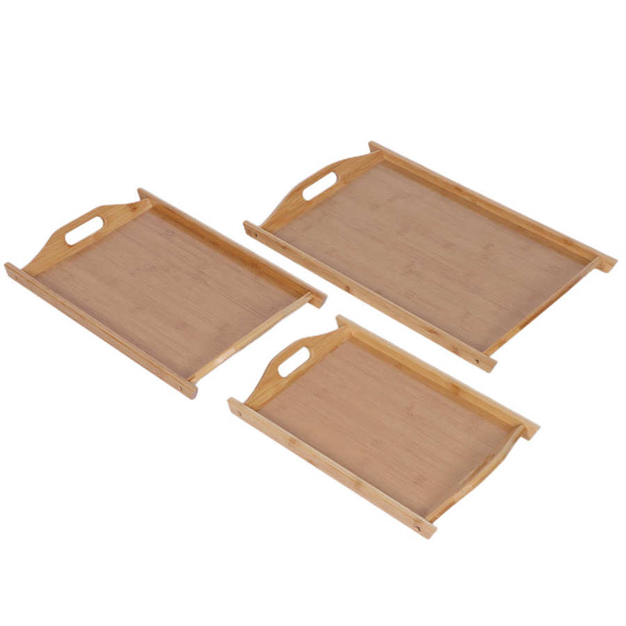 restaurante tray Bamboo Rectangular Tea Tray Coffee Food Drink Serving Table Tray with Handle for Home Party Supplies