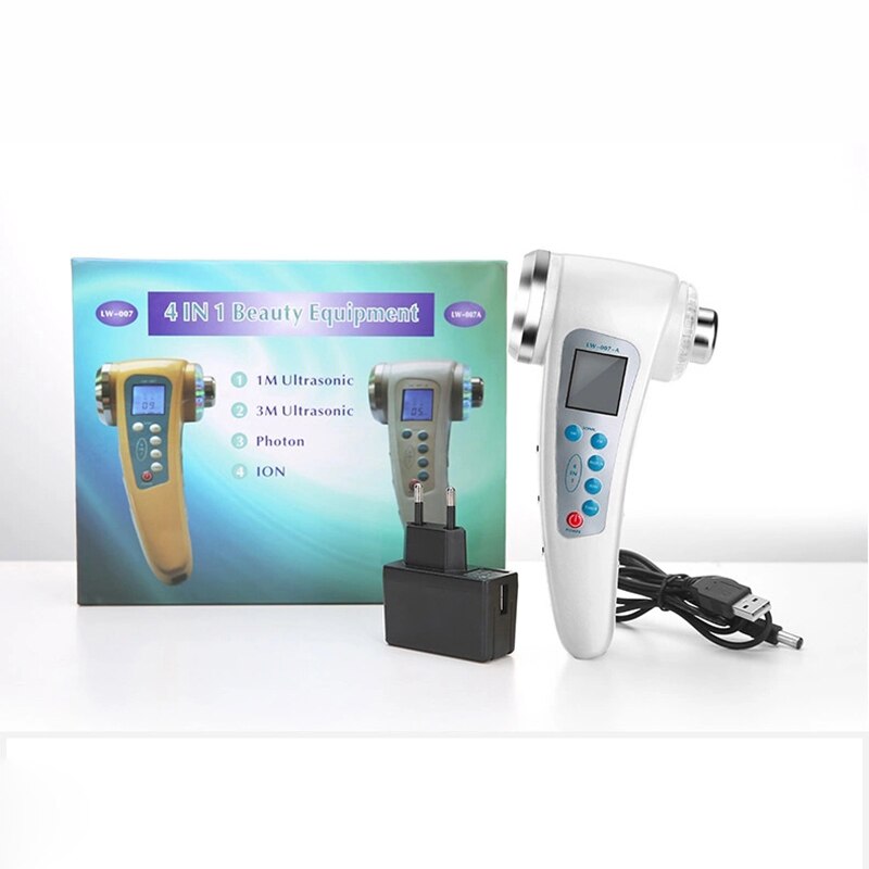 4 in 1 1Mhz 3Mhz Ultraschall Photon IONEN Schönheit Ausrüstung Für Tiefe Reinigung Anti-falten Haut Rejunvenation vibration Massage