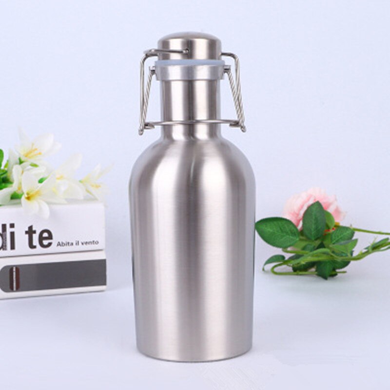 32OZ/64OZ Stainless Steel Homebrew Beer Growler Portable Beer Barrel Secure Swing Top Lid Craft Beer Bottle