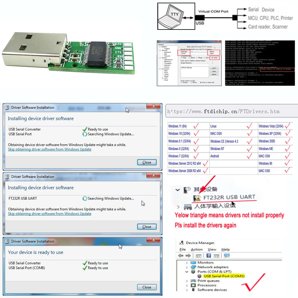 FTDI USB naar UART TTL 6-weg 0,1 "SIL debug-kabel voor Beagle Bone Black Galileo Gen2 PC-communicatiekabel