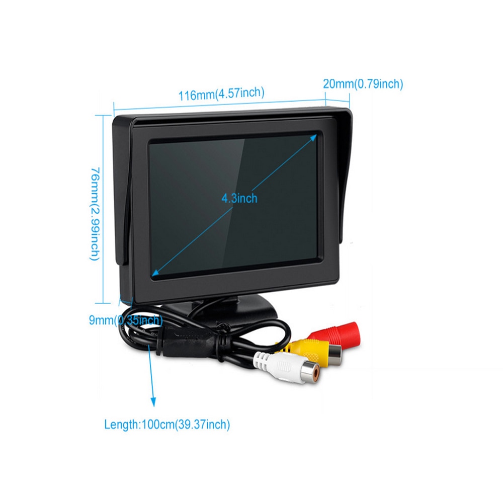 Podofo Universele 4.3 "Tft Lcd Display Car Rear View Monitor Parking Achteruitkijk-systeem Voor Backup Reverse Camera Dvd Vcd auto Tv