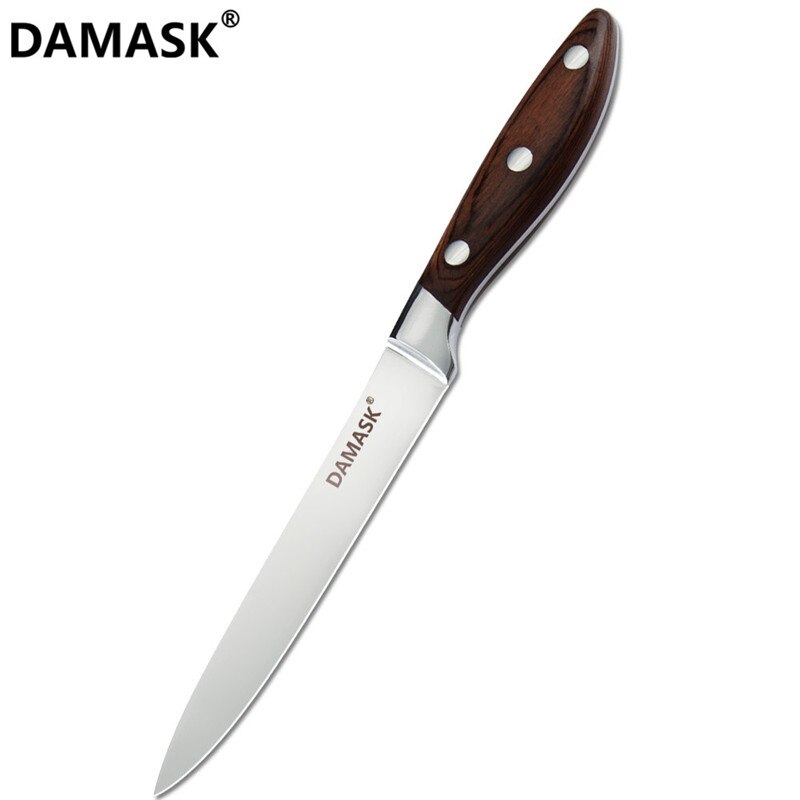 Damask Stainless Steel Knives Set 7CR17 High Carbon Steel Kitchen Cutlery Knife Utility Santoku Chef Knife With Full Tang Handle: A. Utility Knife