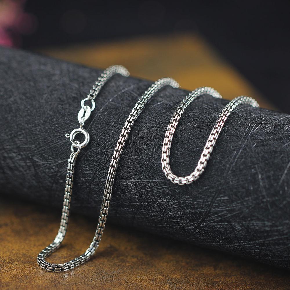 Bocai Effen S925 Sterling Zilveren Sieraden Thai Zilveren Handgemaakte Dames 2.0Mm Carve Dubbele Box Ketting 925 Zilveren Vrouw ketting