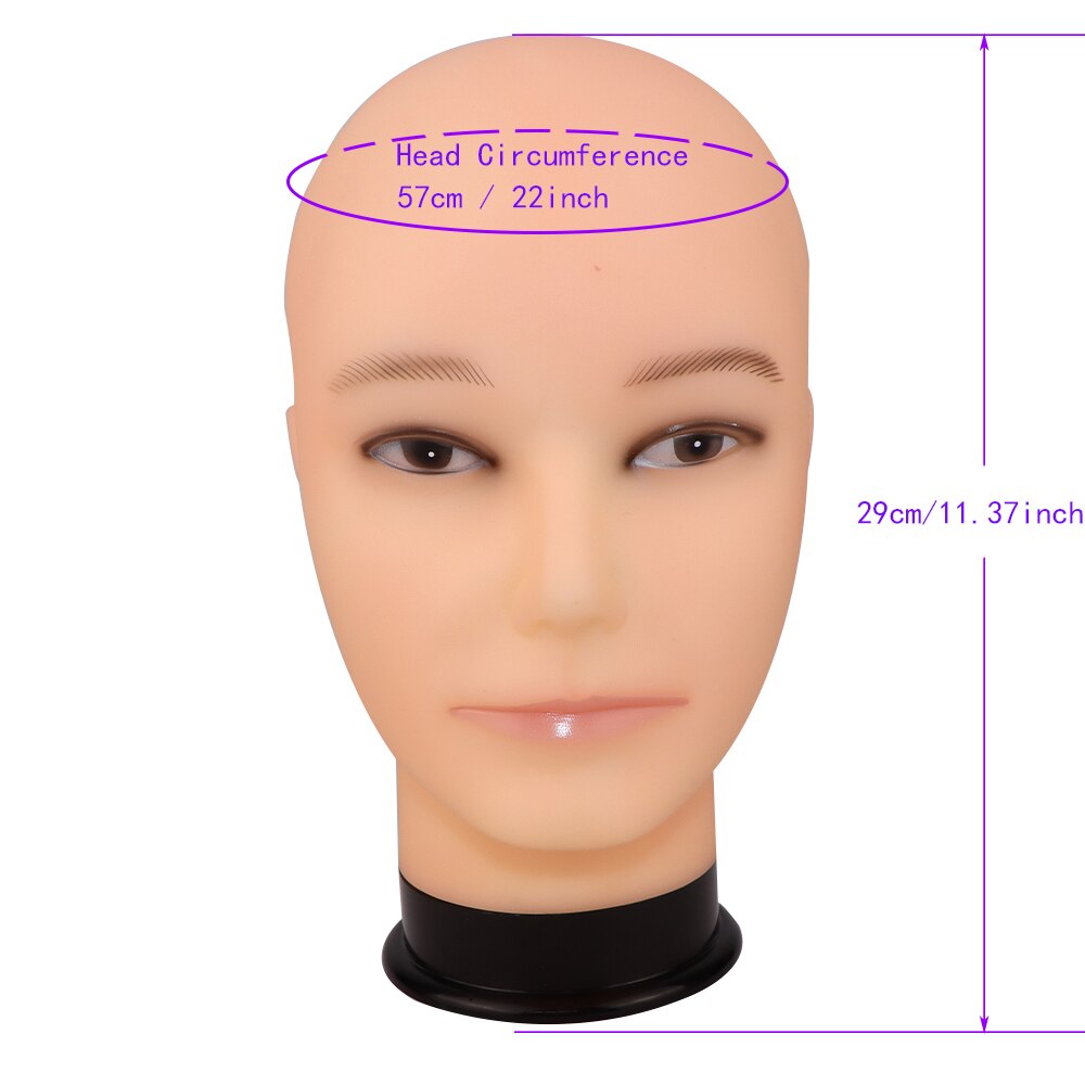 Cabeza de maniquí calvo con hombro, cabeza de maniquí femenino para peluca, sombrero, exhibición de cosmetología, cabeza de maniquí para práctica de maquillaje: Head C