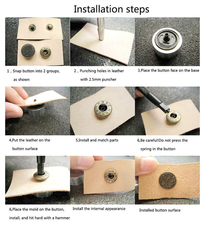 Meetee 1set Snap Buttons Fastener Press Tool Kit DIY Manual Leather Craft Bag Button Buckle Installation Accessories AP2241