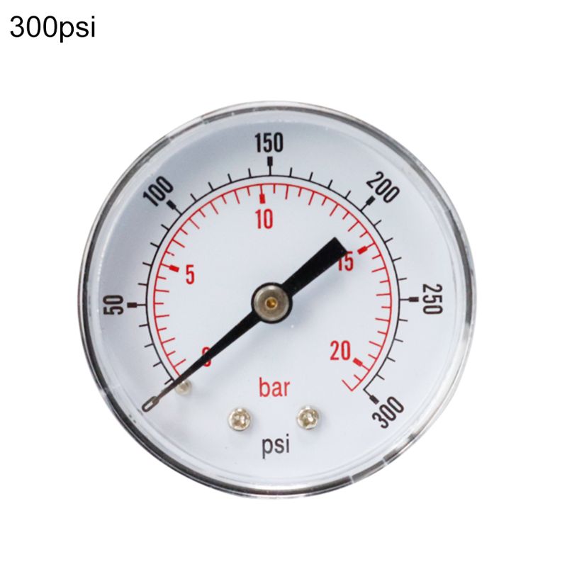 Pressure Gauge 52mm Dial 1/4" BSPT Horizontal 0/15,30,60.100,160,300 PSI & Bar: Blue